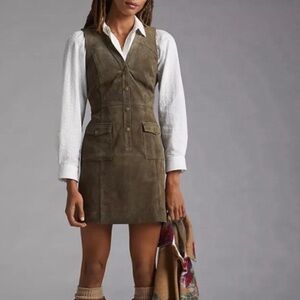 Anthropologie Olive Suede Dress